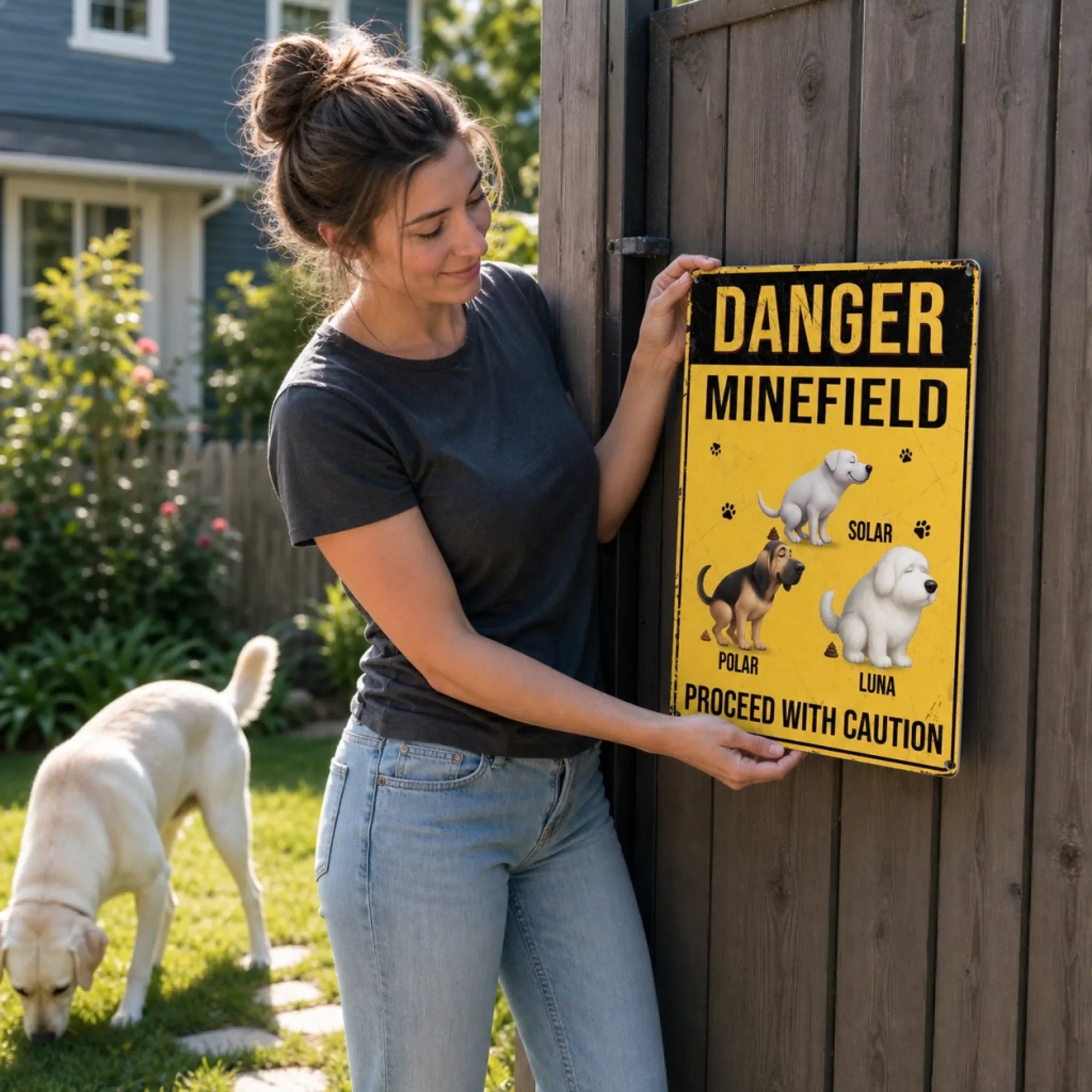 Custom Home Decor Metal Sign - Personalized Birthday Gifts For Dog Lovers, Dog Dad And Mom - Poop Zone In Progress