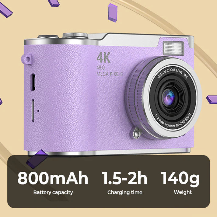 💎 60% off! 💎 4K HD digital camera with flip screen: 8x zoom, autofocus, and rotating screen for vlogs and selfies 📸🌈