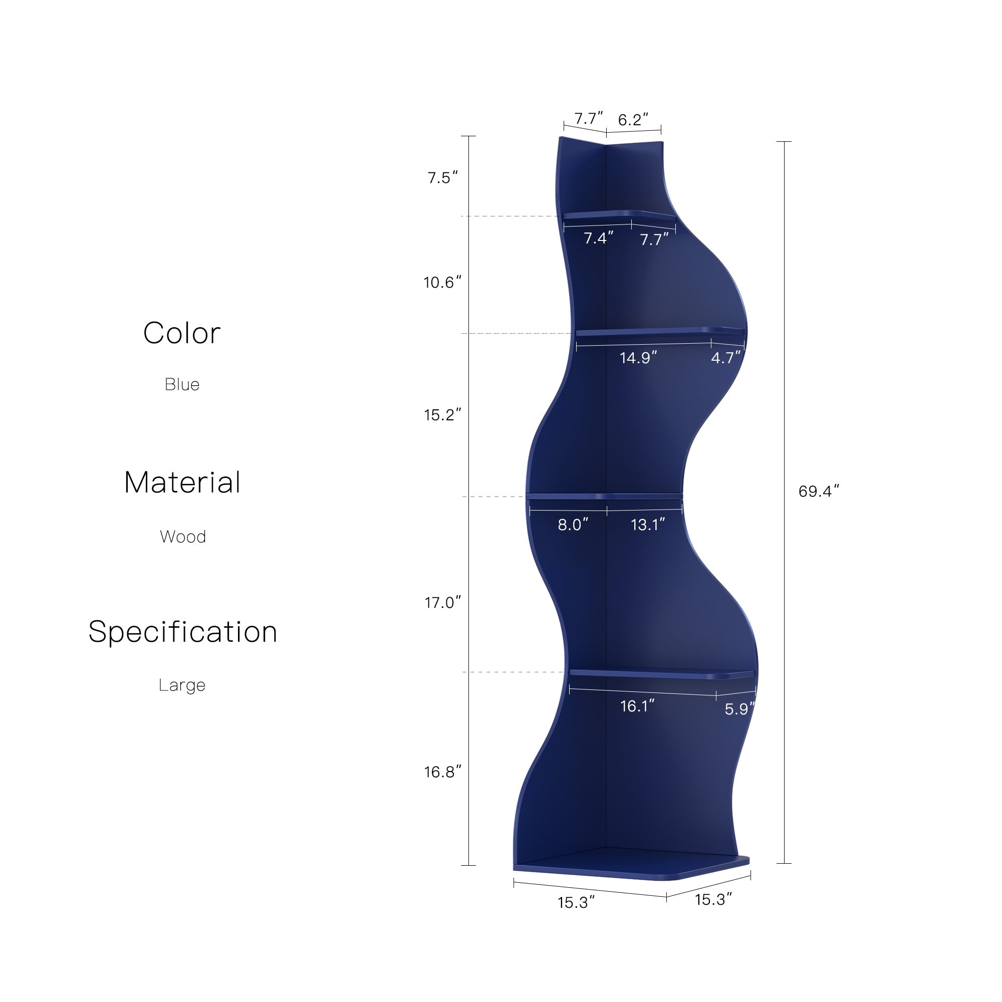 YOWOS Flamenco Wave Display Shelf 69.4″H