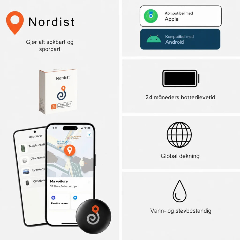Nordist GP90 | GPS tracker without subscription (Android/Apple)