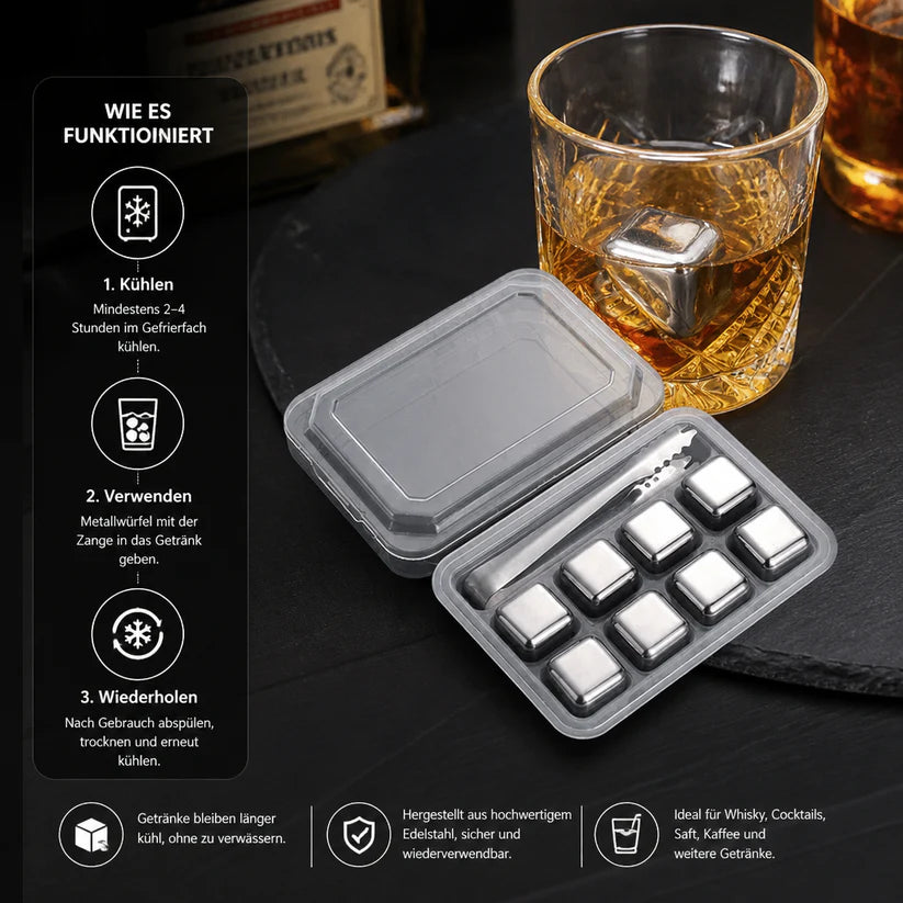 Practical stainless steel ice cube trays – Reusable cooling set for cold drinks