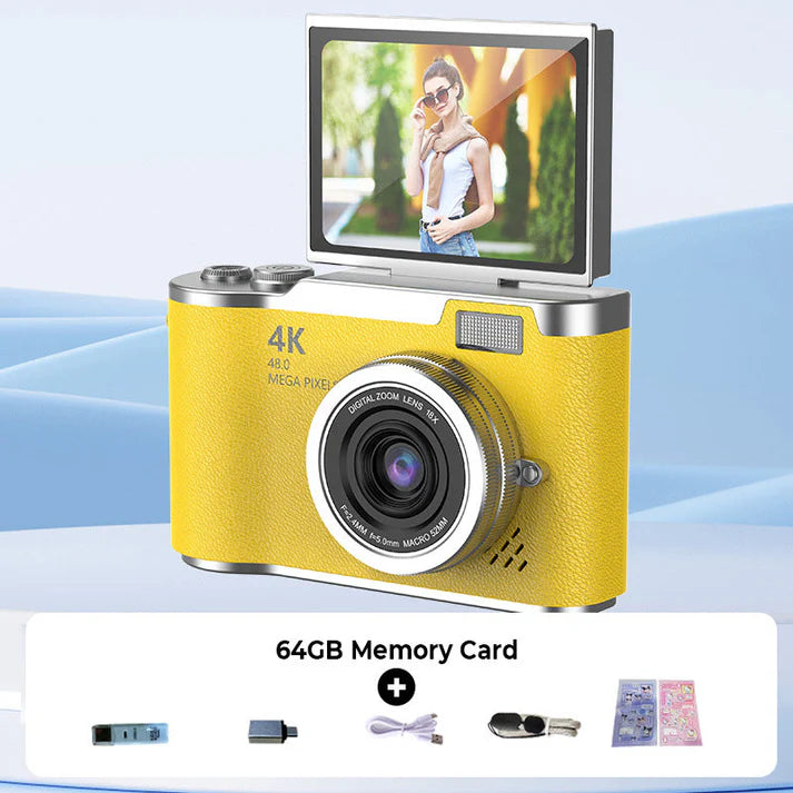 💎 60% off! 💎 4K HD digital camera with flip screen: 8x zoom, autofocus, and rotating screen for vlogs and selfies 📸🌈