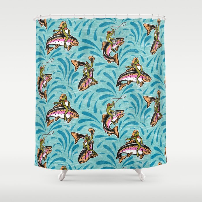 Rodeo Frogs - Aqua Shower Curtain