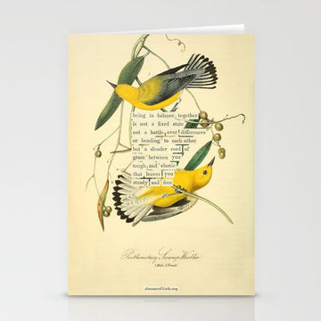Bird Divinations: Prothonotary swamp warbler (about: almanacofbirds.org) Stationery Card