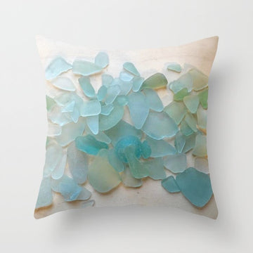 Ocean Hue Sea Glass Throw Pillow