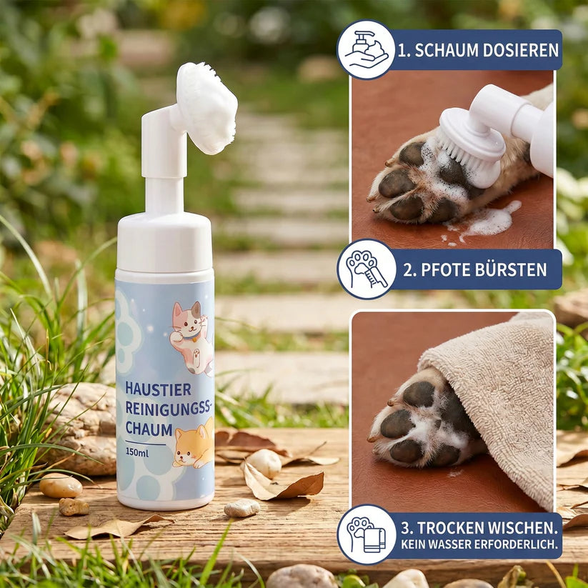 Waterless & Gentle Paw Cleaning Foam with Brush for Dogs