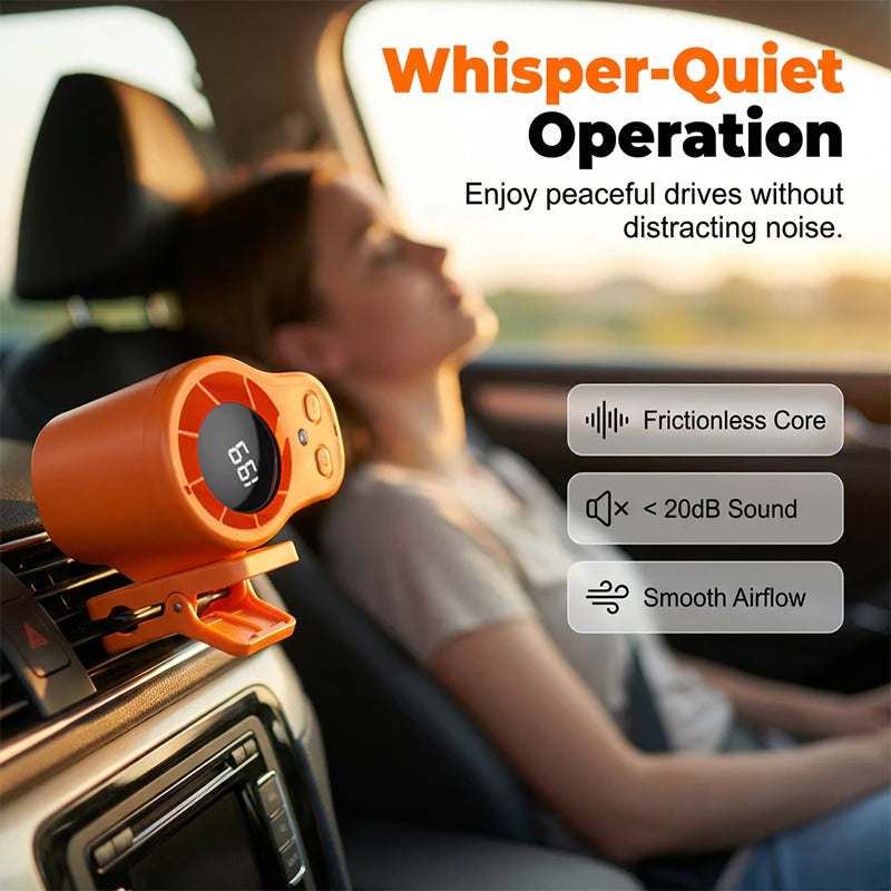 🚗 50% OFF NOW! ❄️ Hands-free Fan with LED Display – Powerful Cooling & Stable Attachment – Portable Essential 🔋