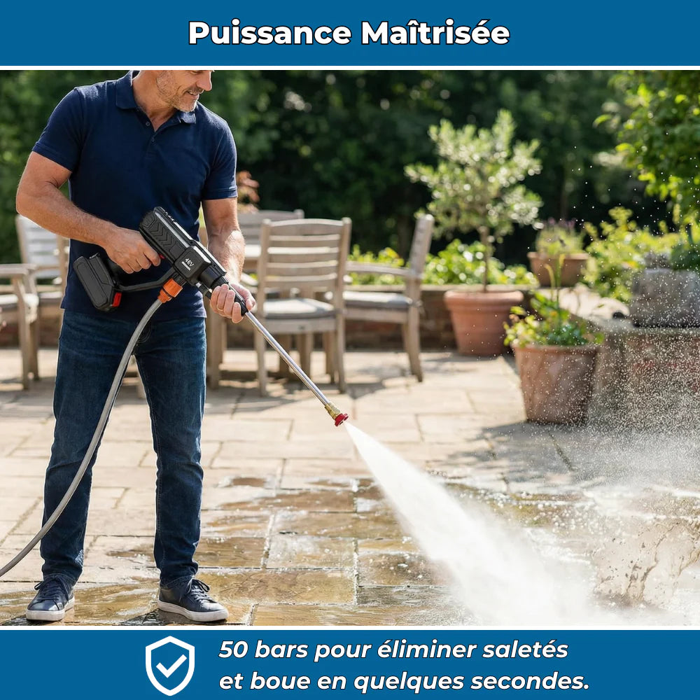 HydroClean PRO | 21V Cordless Electric Pressure Washer | 50 Bar Portable with Battery