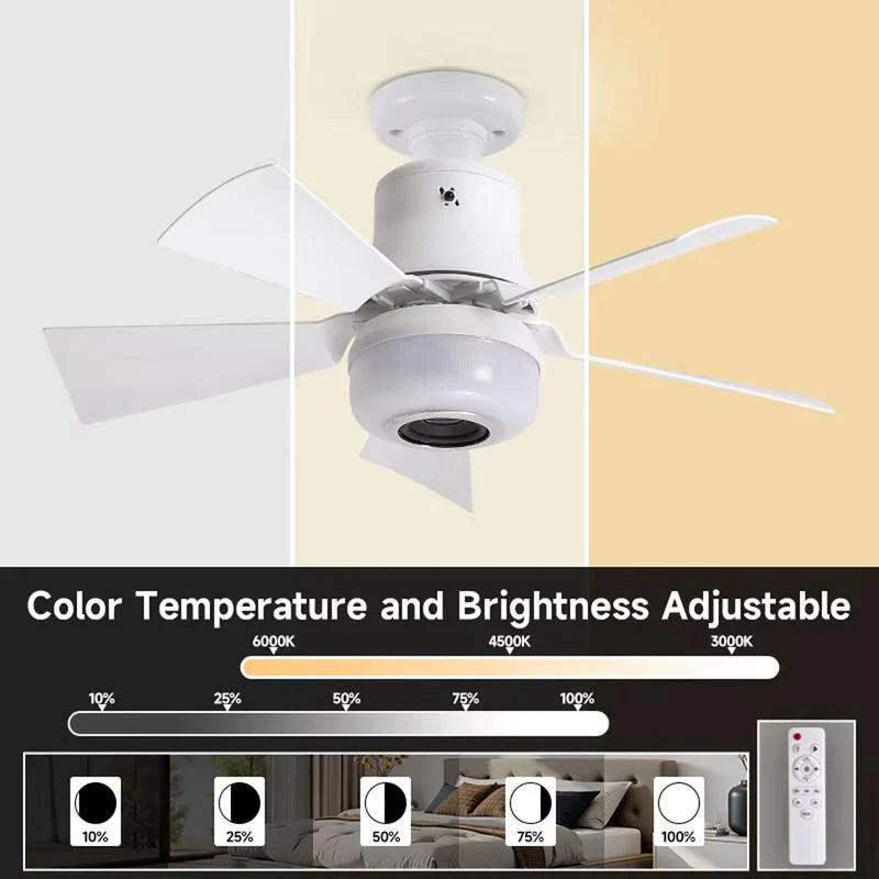 🍃Smart Ceiling Fan with RGB Lighting & Bluetooth Speaker - 3 Levels, Remote Control & E27 Base