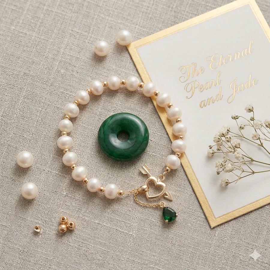 Glamorous heart-shaped natural pearl bracelet