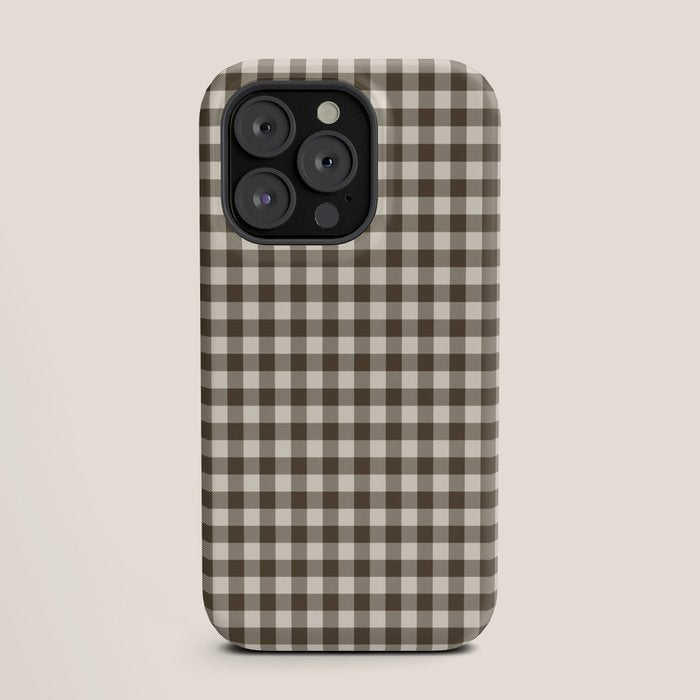 brown gingham iPhone Case