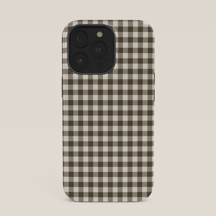 brown gingham iPhone Case
