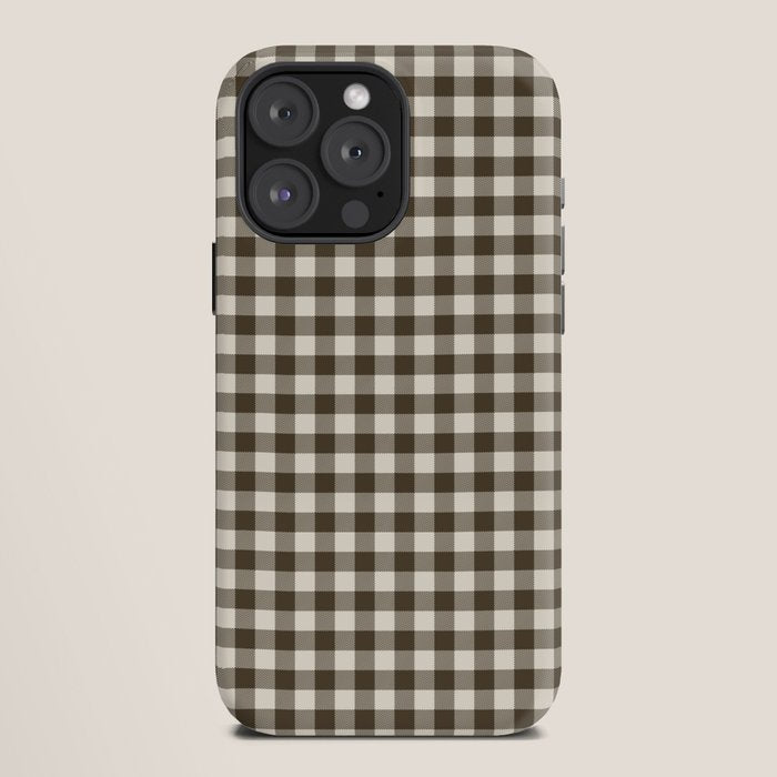 brown gingham iPhone Case