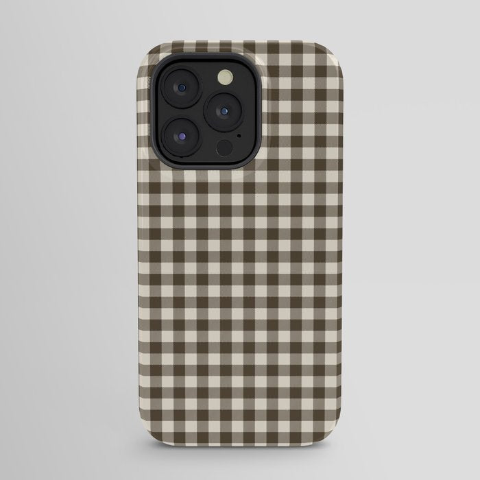 brown gingham iPhone Case