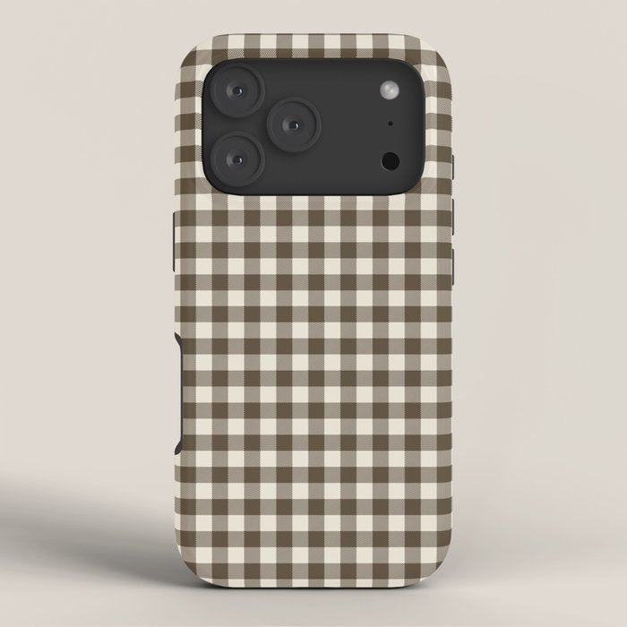 brown gingham iPhone Case