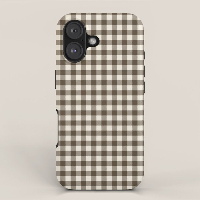 brown gingham iPhone Case