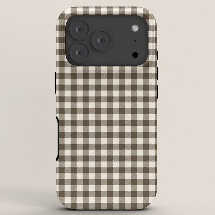 brown gingham iPhone Case