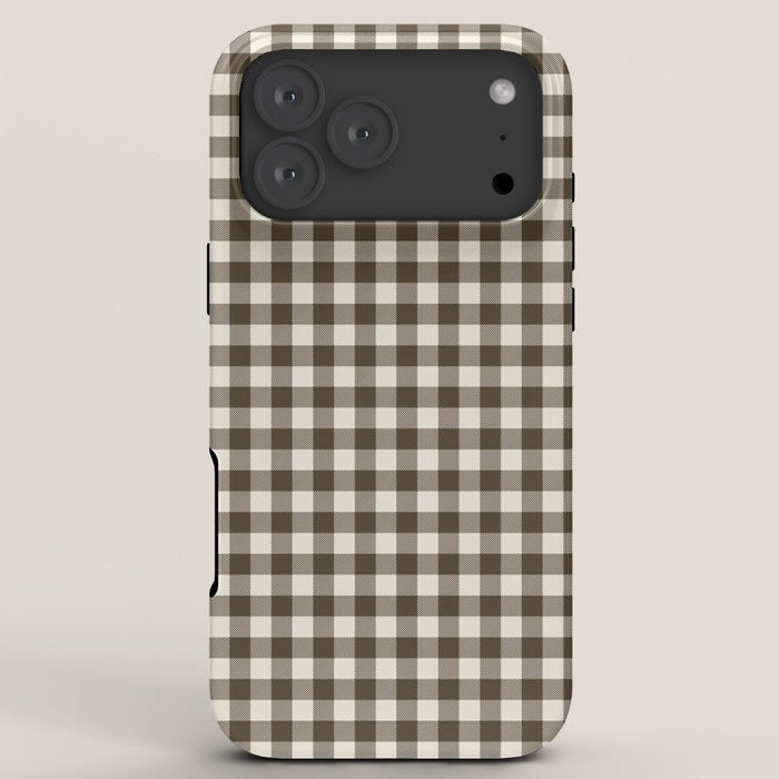 brown gingham iPhone Case