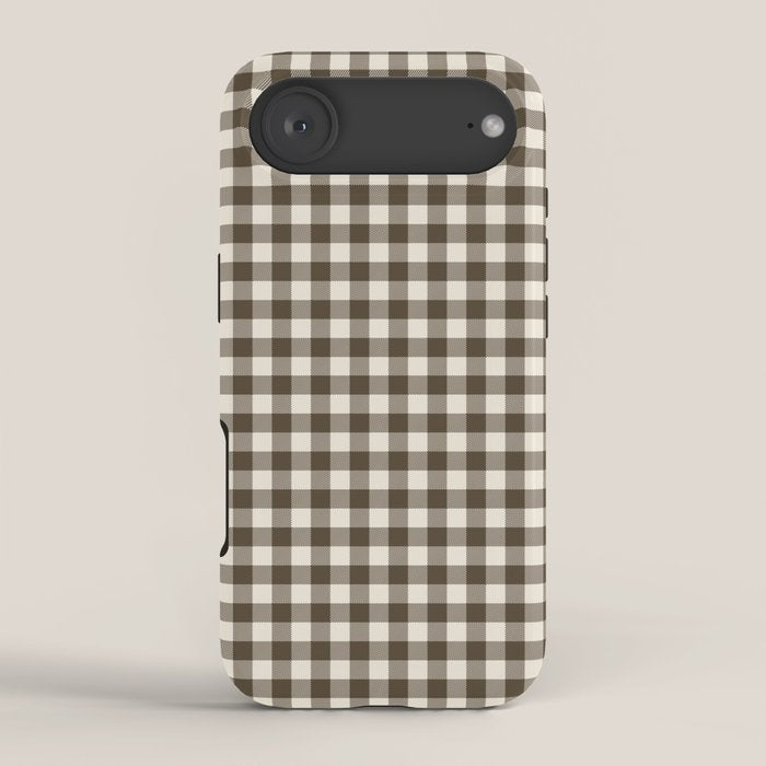brown gingham iPhone Case