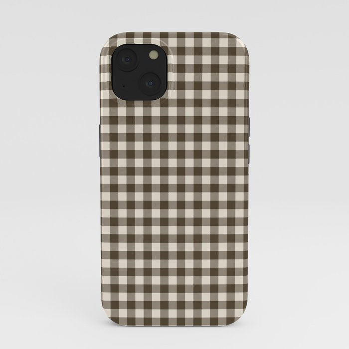 brown gingham iPhone Case