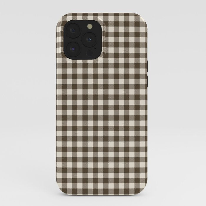 brown gingham iPhone Case
