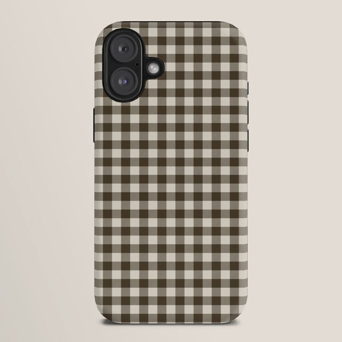 brown gingham iPhone Case