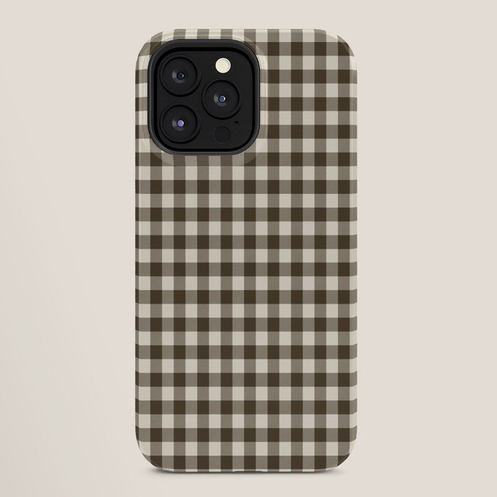 brown gingham iPhone Case