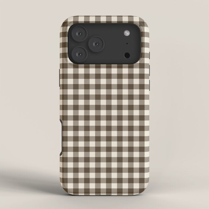 brown gingham iPhone Case