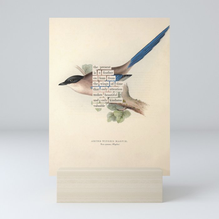 Bird Divinations: Azure Magpie (about: almanacofbirds.org) Mini Art Print