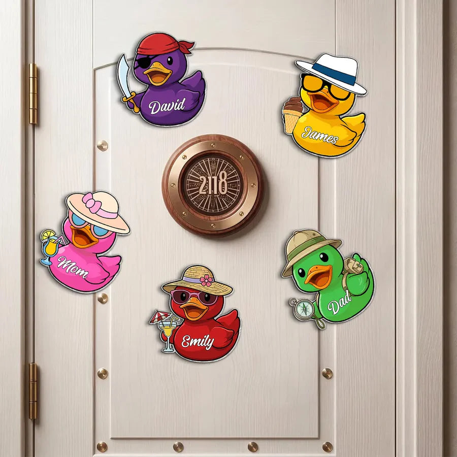 Cute Cruise Duck Door Magnet With Custom Name Bright Cabin Door Decor Funny Vacation Keepsake Gift for Family