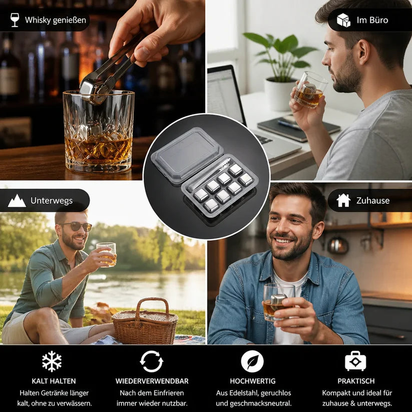 Practical stainless steel ice cube trays – Reusable cooling set for cold drinks