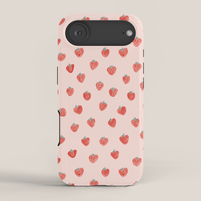 Strawberries on Pink iPhone Case