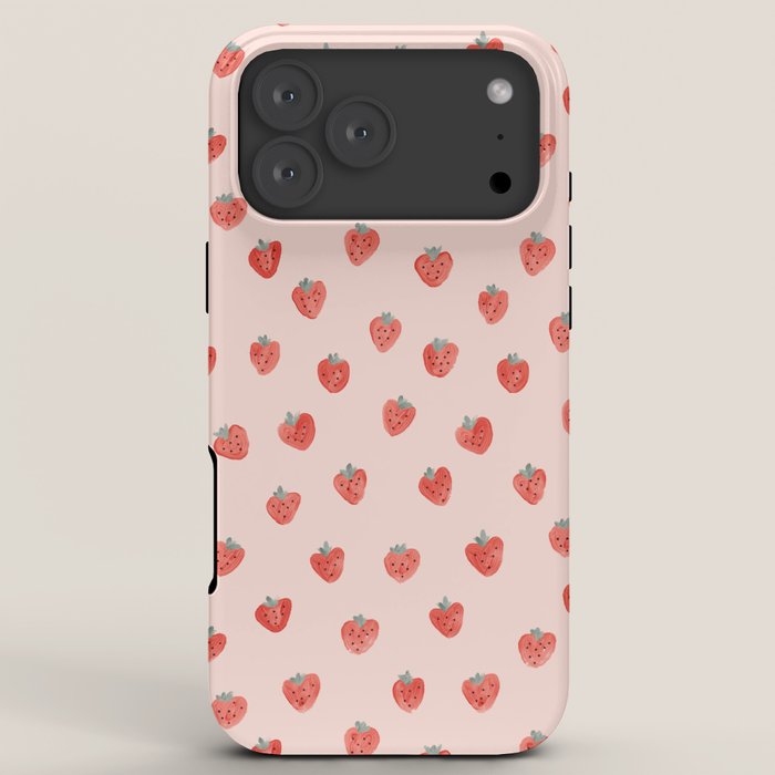 Strawberries on Pink iPhone Case