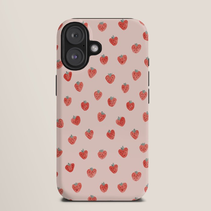 Strawberries on Pink iPhone Case
