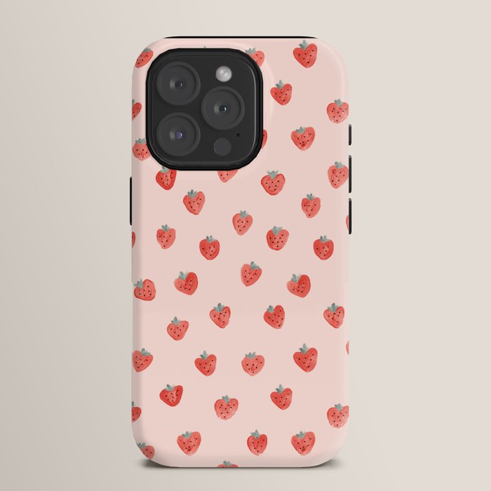 Strawberries on Pink iPhone Case