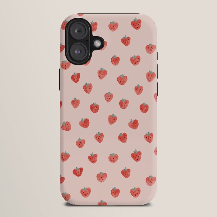 Strawberries on Pink iPhone Case