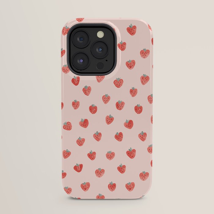 Strawberries on Pink iPhone Case