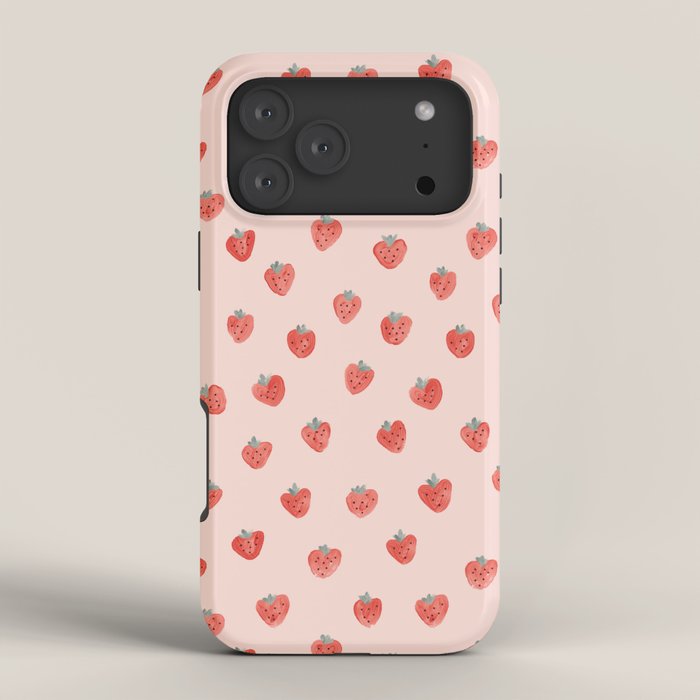 Strawberries on Pink iPhone Case