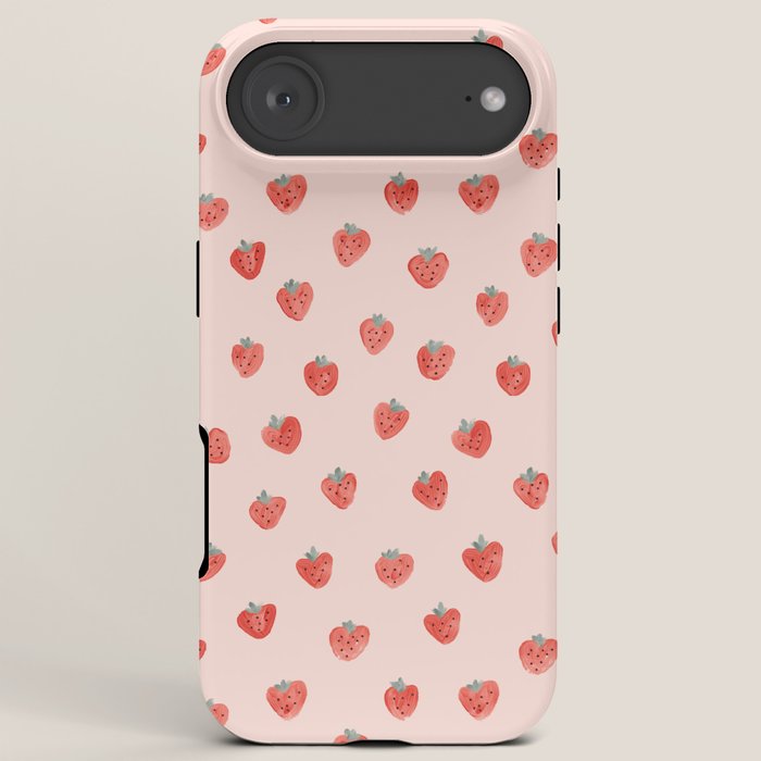 Strawberries on Pink iPhone Case