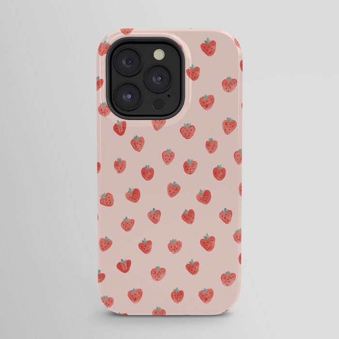 Strawberries on Pink iPhone Case