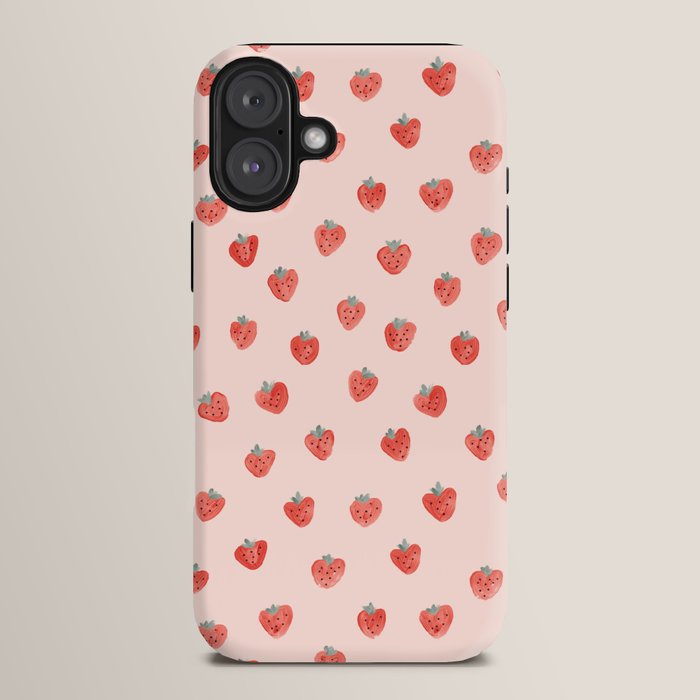 Strawberries on Pink iPhone Case