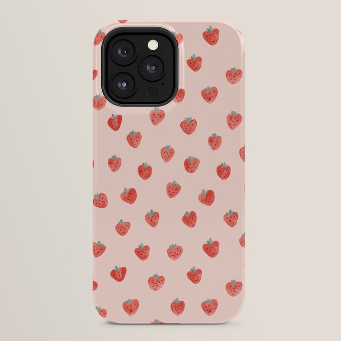 Strawberries on Pink iPhone Case