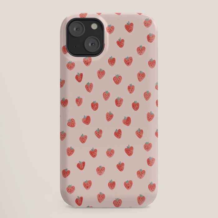 Strawberries on Pink iPhone Case