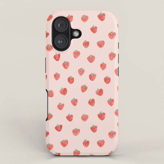 Strawberries on Pink iPhone Case