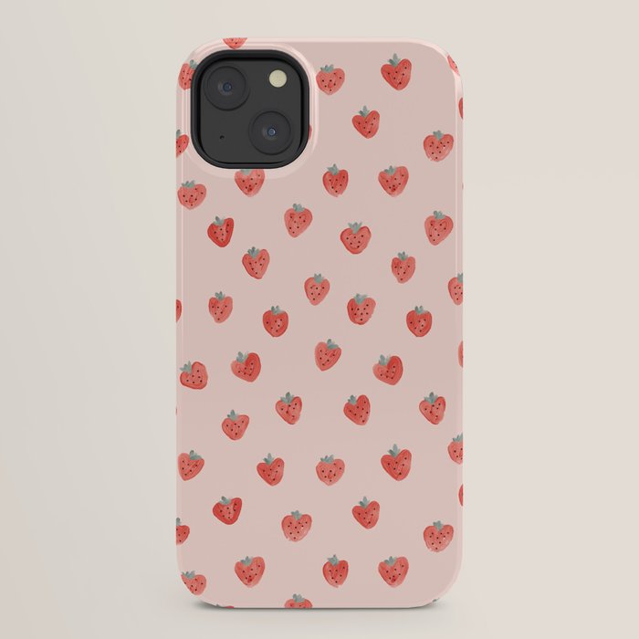 Strawberries on Pink iPhone Case