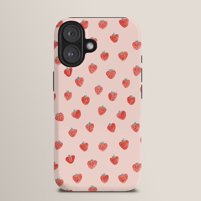 Strawberries on Pink iPhone Case
