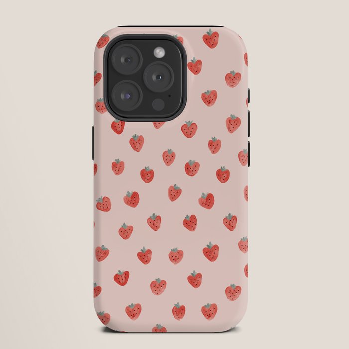 Strawberries on Pink iPhone Case
