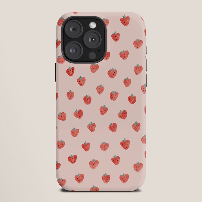 Strawberries on Pink iPhone Case