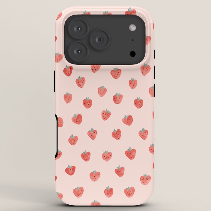 Strawberries on Pink iPhone Case