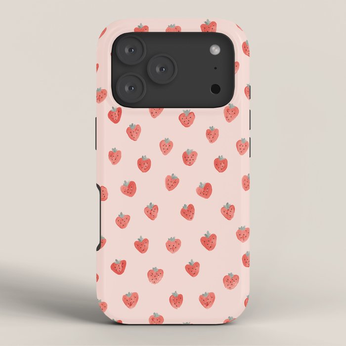 Strawberries on Pink iPhone Case